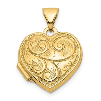 14ky Reversible Swirl Design 15mm Heart Locket