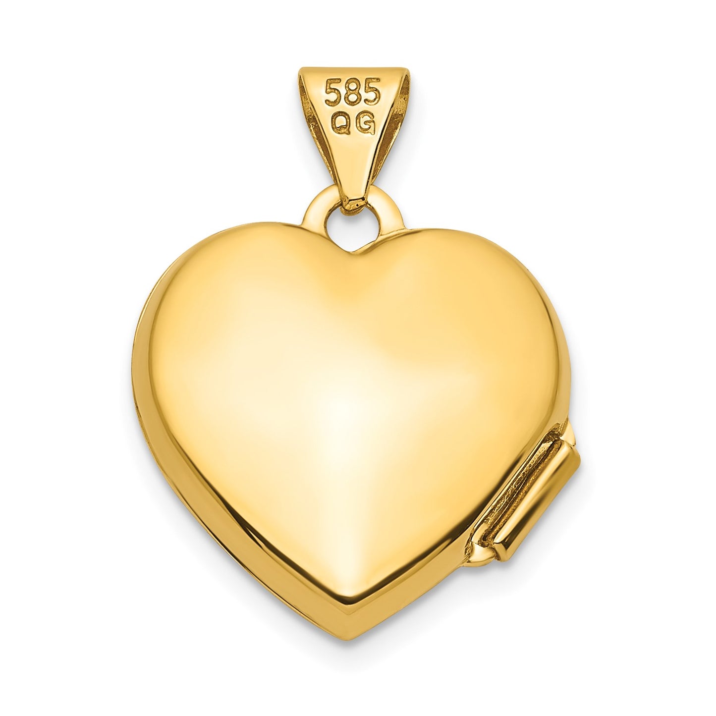 14k w/ White Rhodium .01ct Diamond 15mm Heart Locket