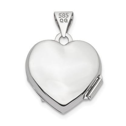 DL  14k White Gold .01ct Diamond 15mm Heart Locket