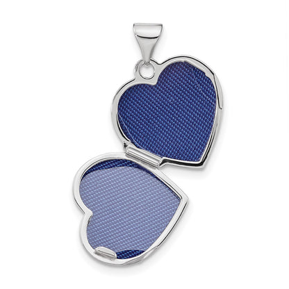 14k White Gold .01ct Diamond 15mm Heart Locket