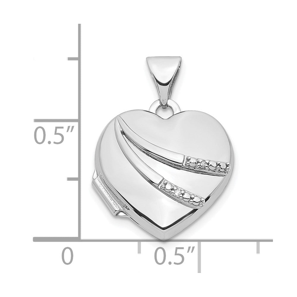 DL  14k White Gold .01ct Diamond 15mm Heart Locket