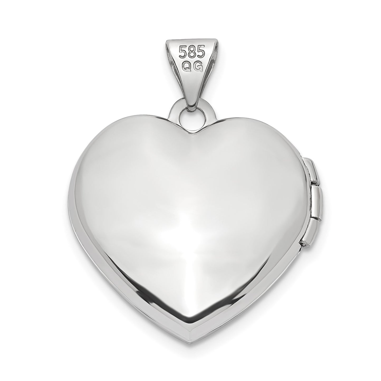 14k White Gold Brushed w/Beaded Edge 18mm Heart Locket