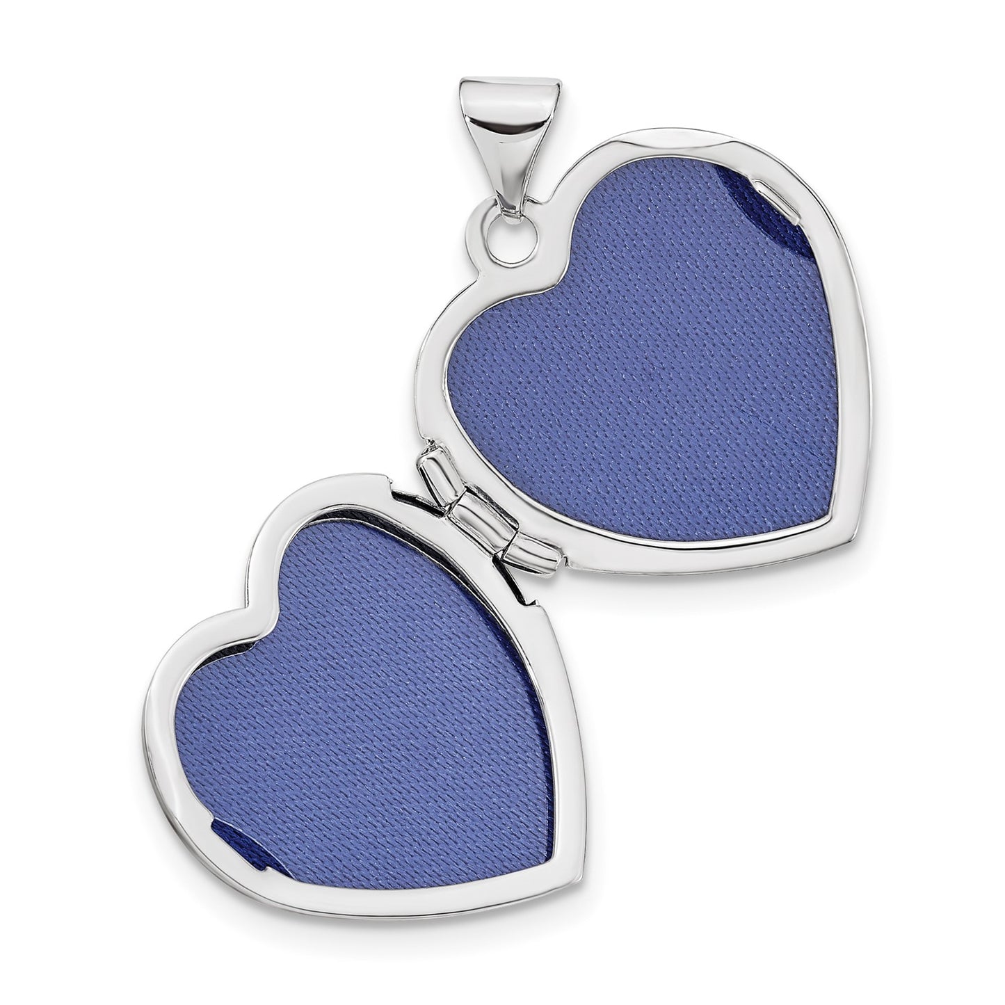 14k White Gold Brushed w/Beaded Edge 18mm Heart Locket