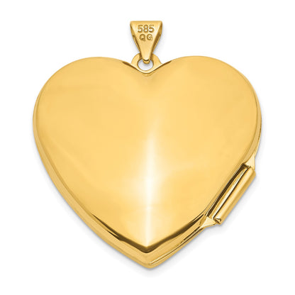 14k With White Rhodium Wave Diamond 27mm Heart Locket