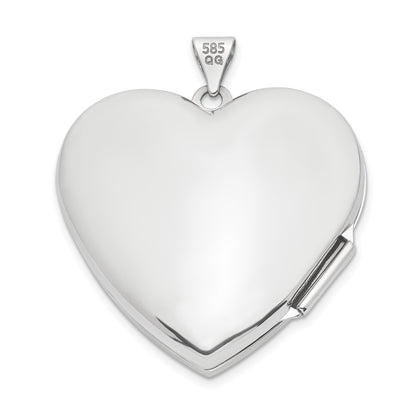 14k White Gold Wave Diamond 27mm Heart Locket