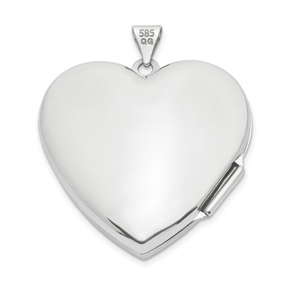 GL 14k White Gold Wave Diamond 27mm Heart Locket