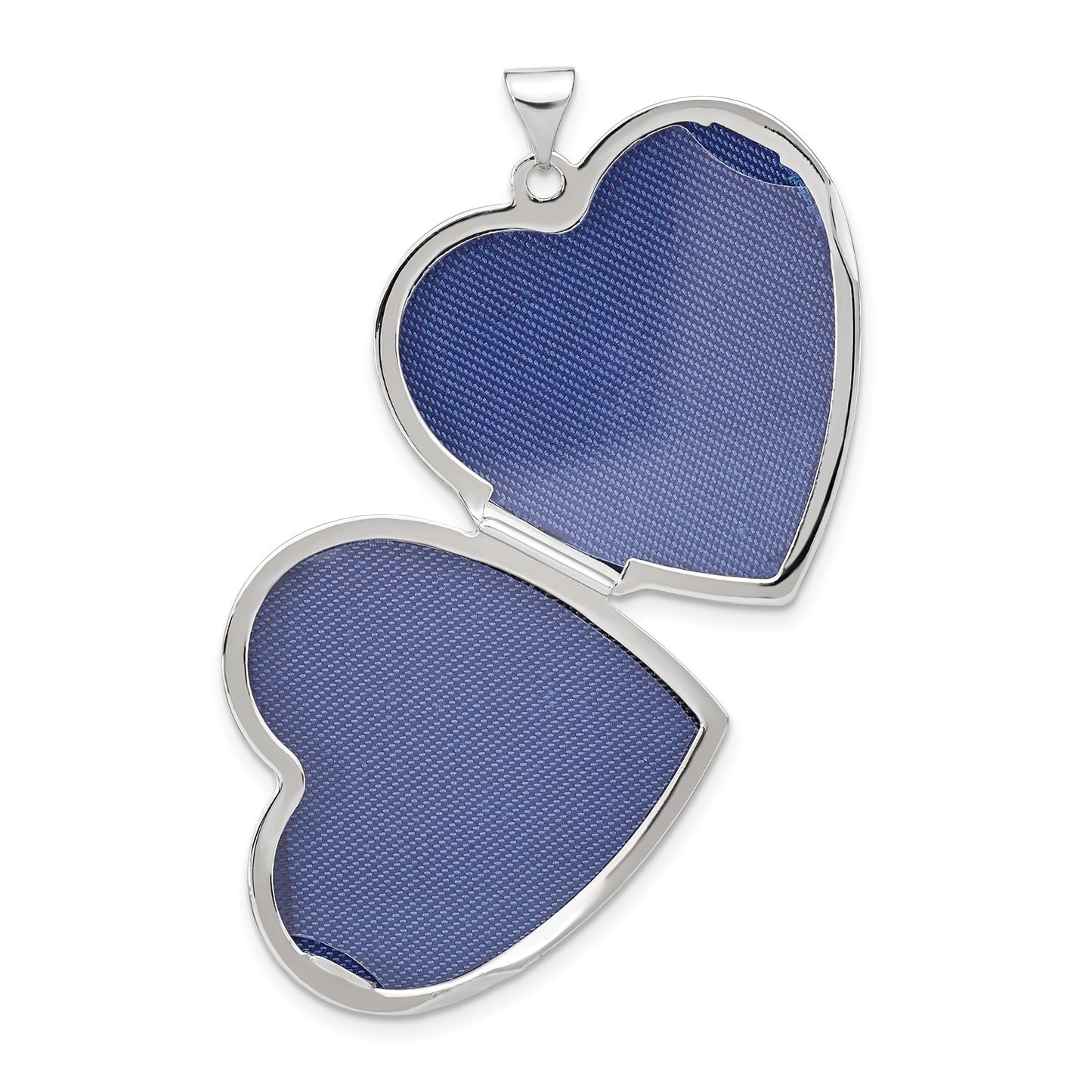 14k White Gold Wave Diamond 27mm Heart Locket