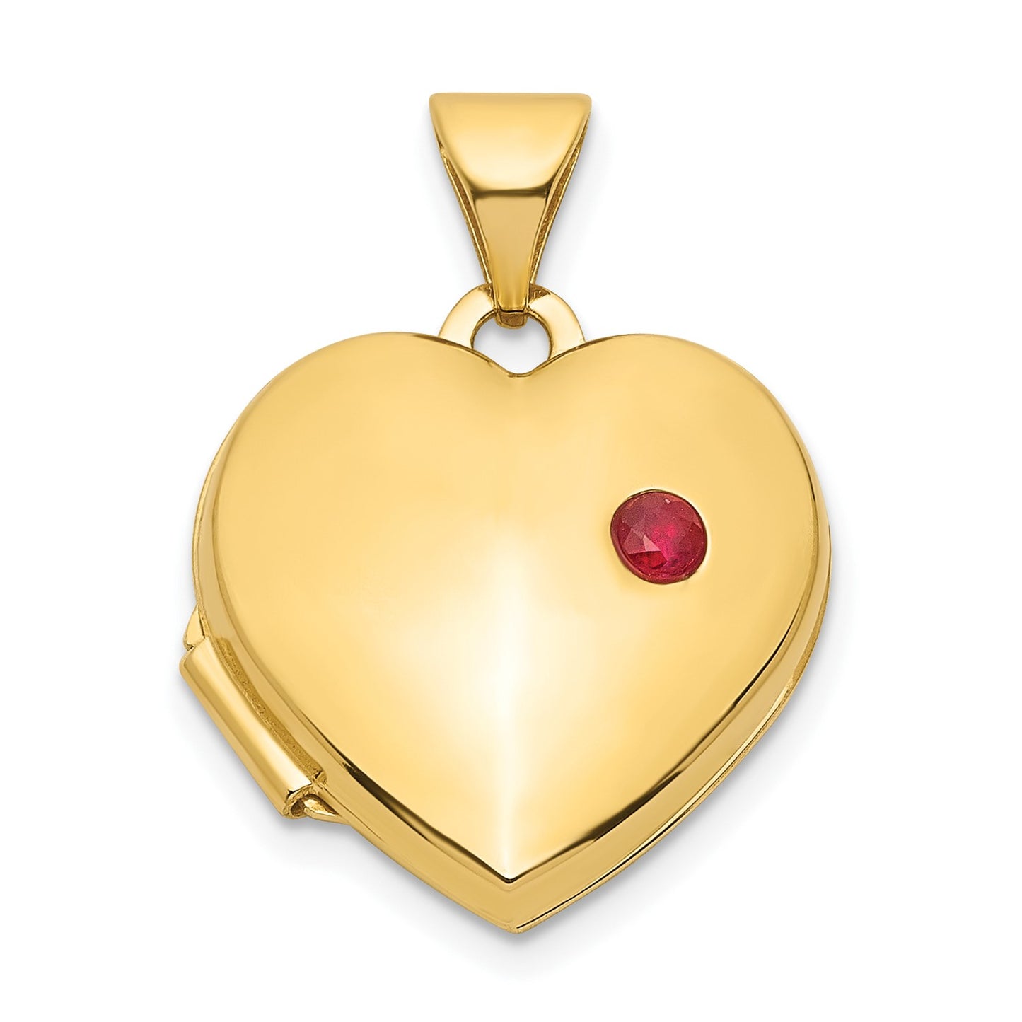 14k Ruby 15mm Heart Locket