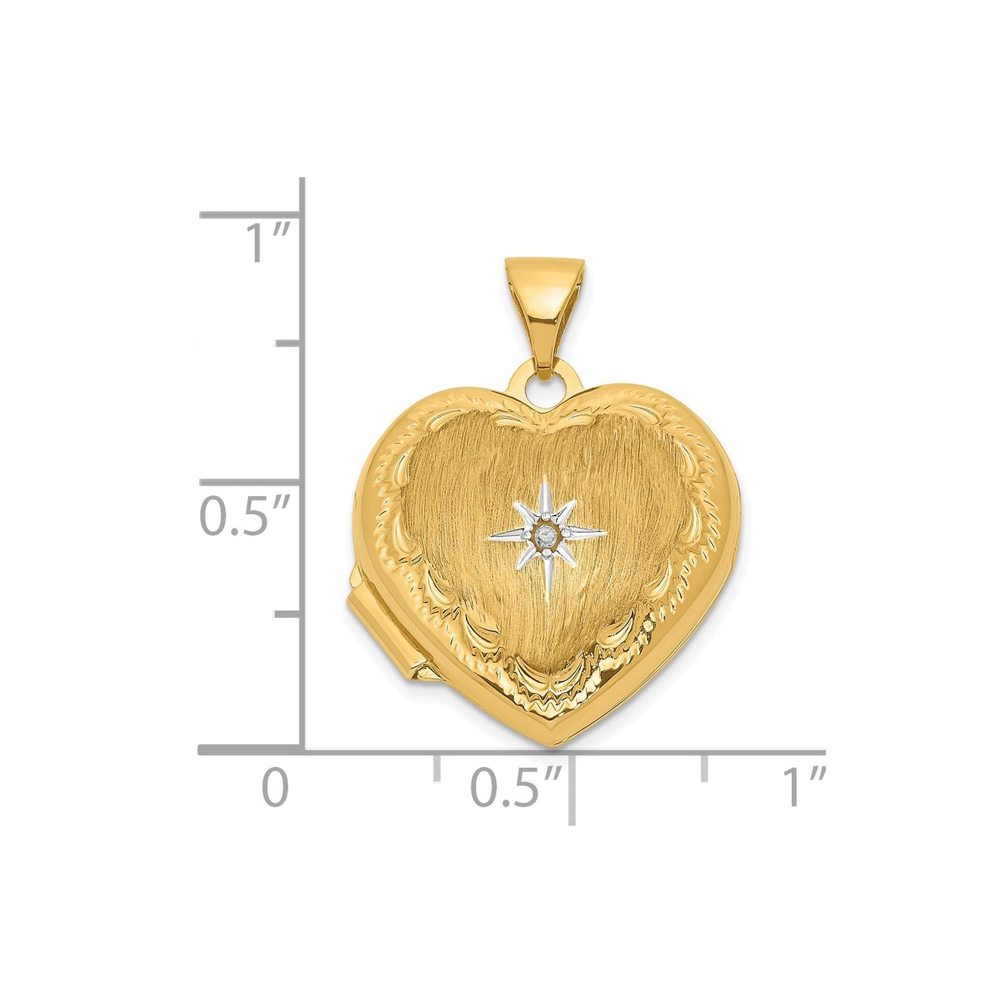 14K Polished & Satin White Rhodium Diamond Heart Locket