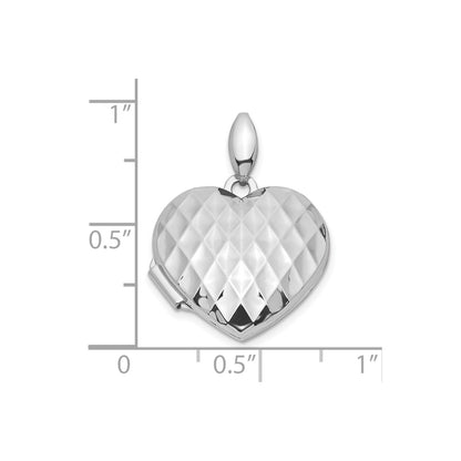 14k White Gold Quilted Texture 18mm Heart Locket