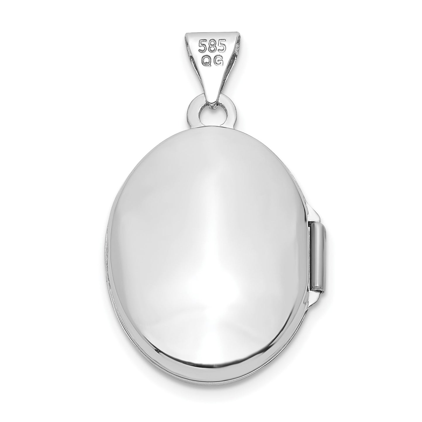 14k White Gold Enamel Leaves 19mm Oval Locket