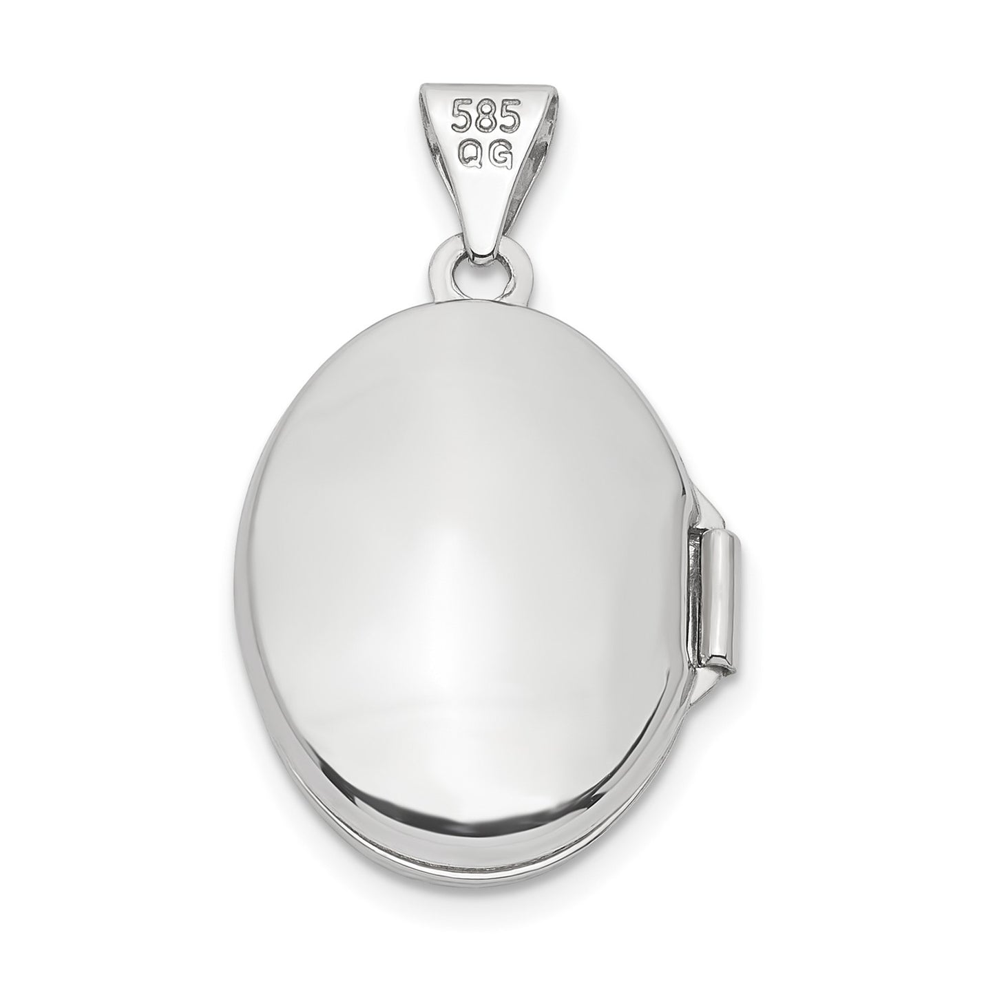 14k White Gold Swirl Design 17mm Oval Locket