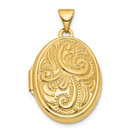 14ky Reversible Swirl Design 21mm Oval Locket