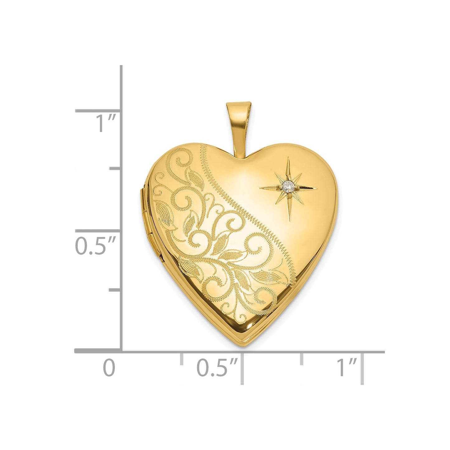 14K 20mm Polished Diamond Heart Locket