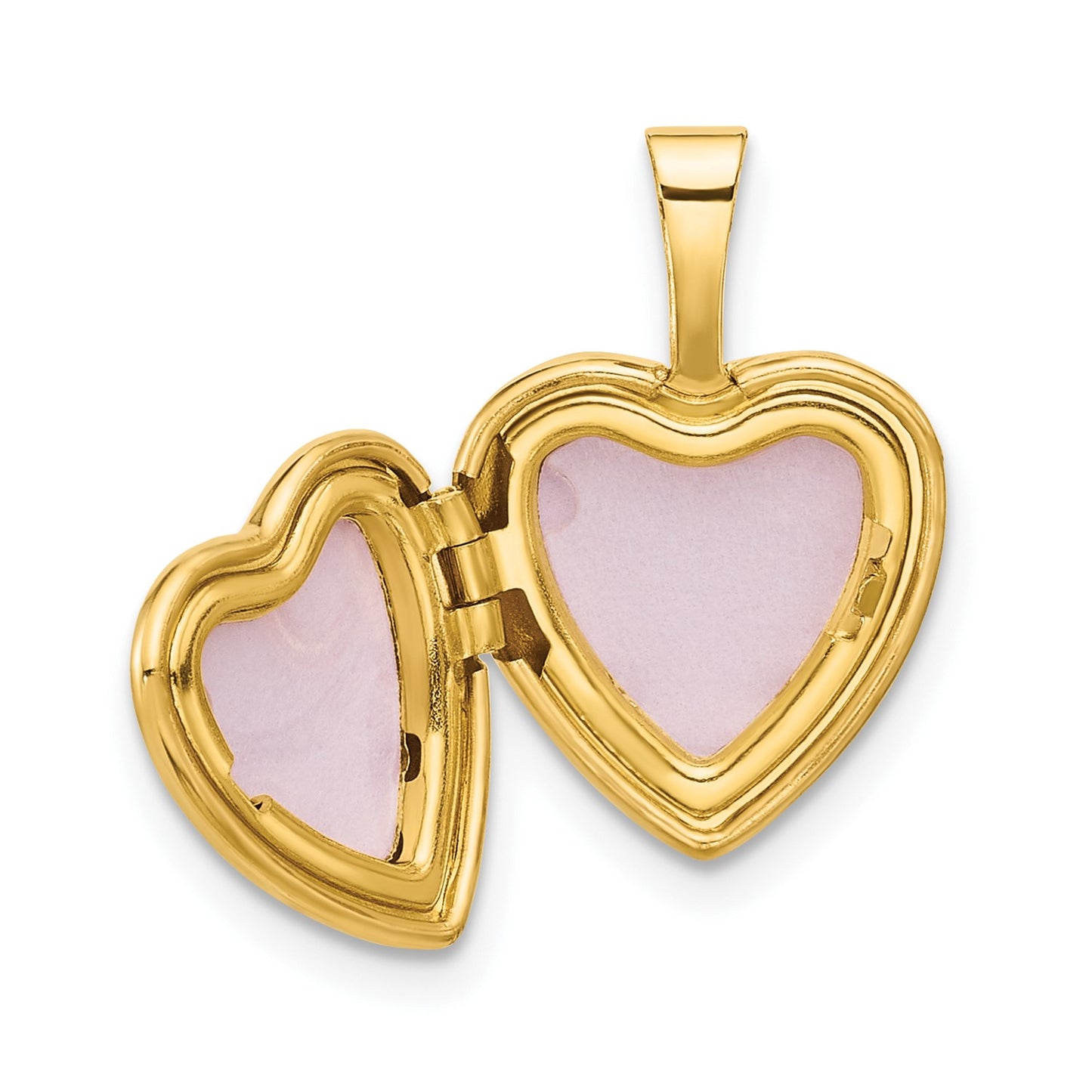 14K Polished and Satin 12mm Butterfly Heart Locket