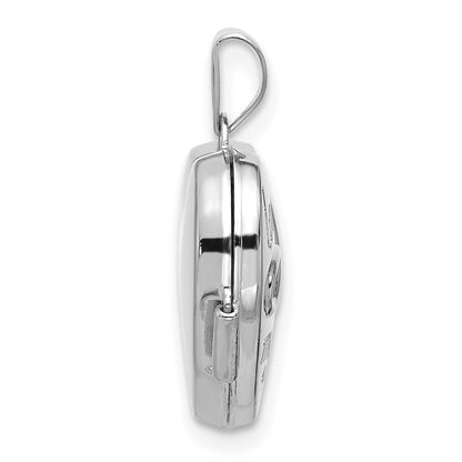 GL 14K white Gold Polished LOVE OF MY LIFE with Infinity 15mm Heart Locket