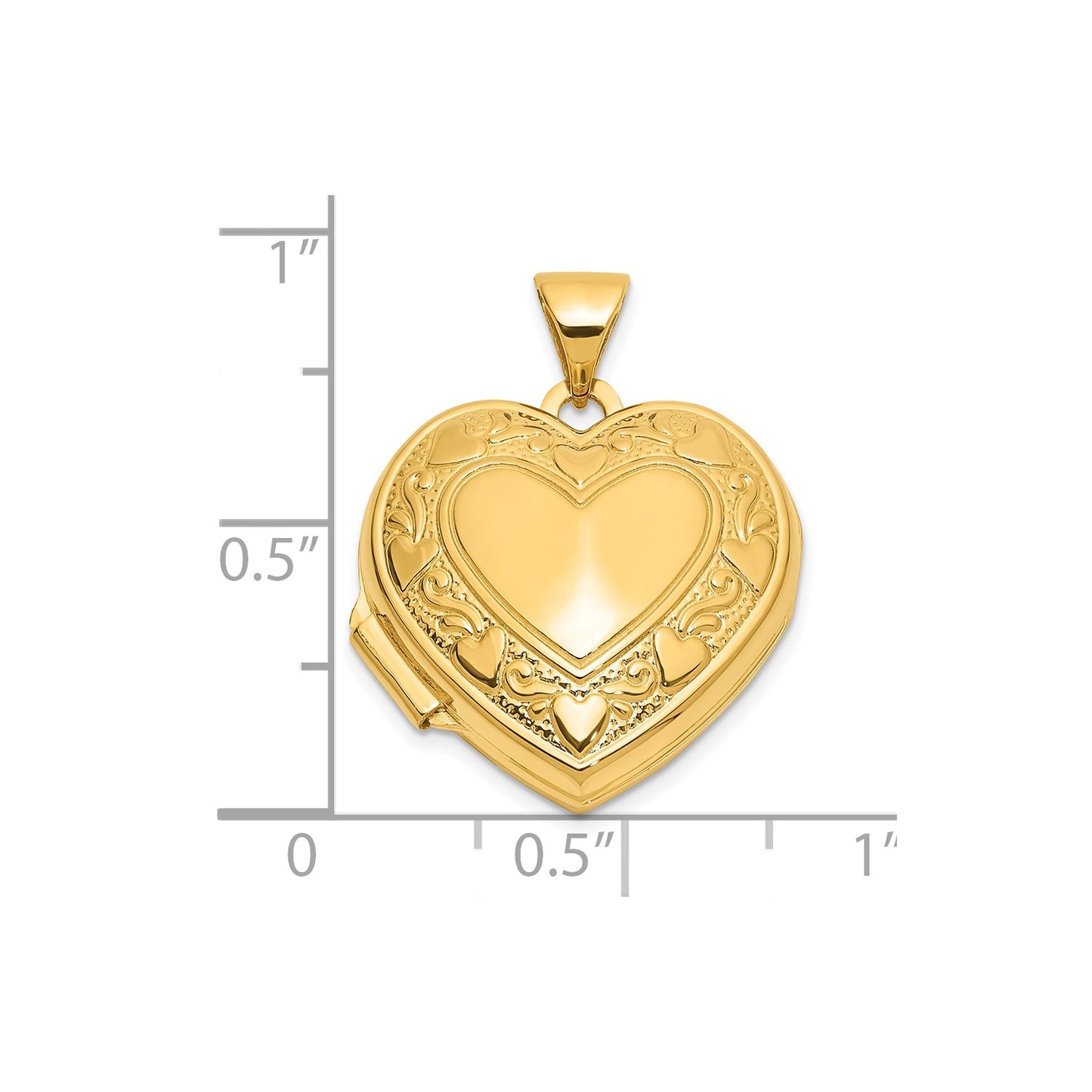 14ky Polished Heart Border 18mm Love you Reversible Heart Locket