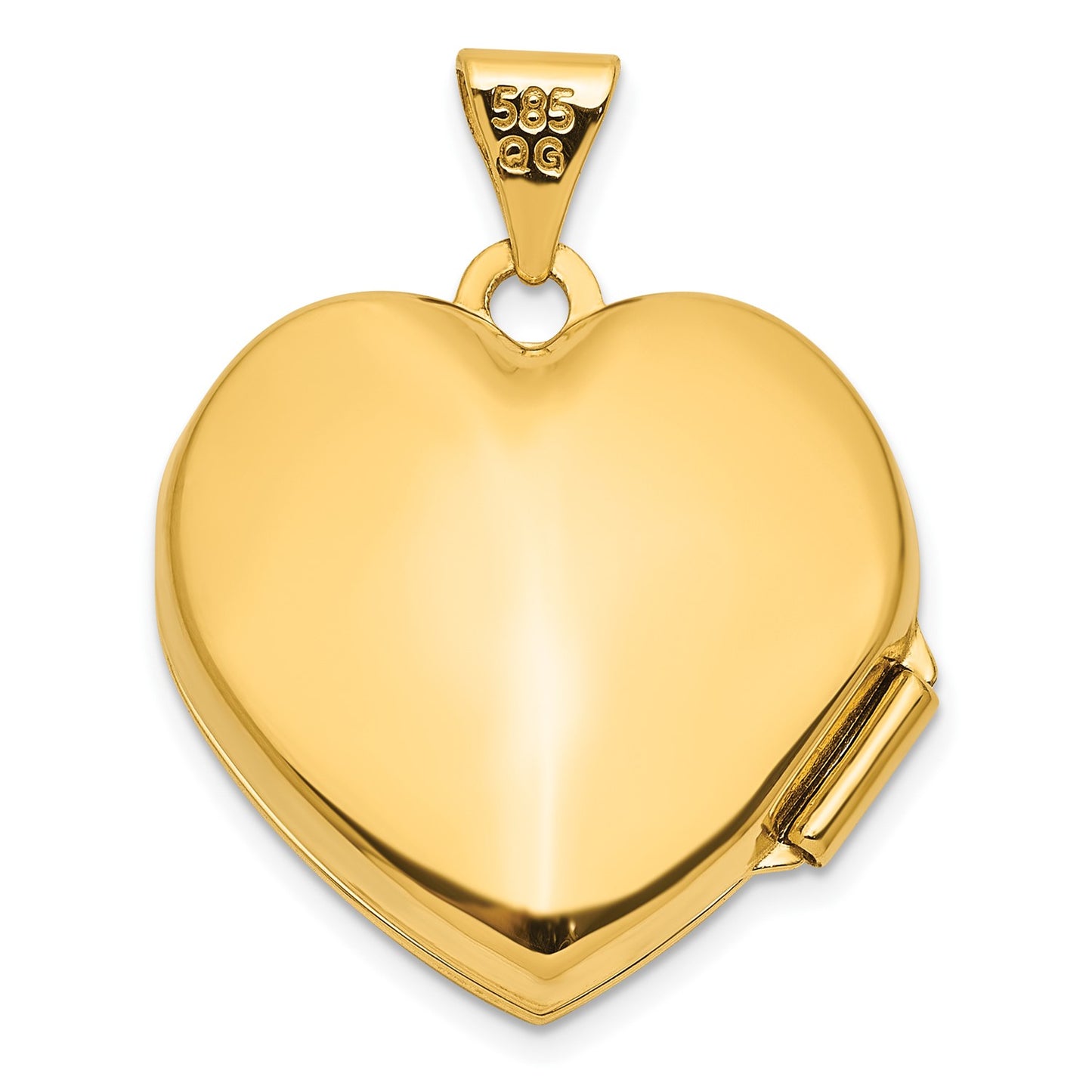 14K Polished Fancy Floral Border and Crest 18mm Heart Locket