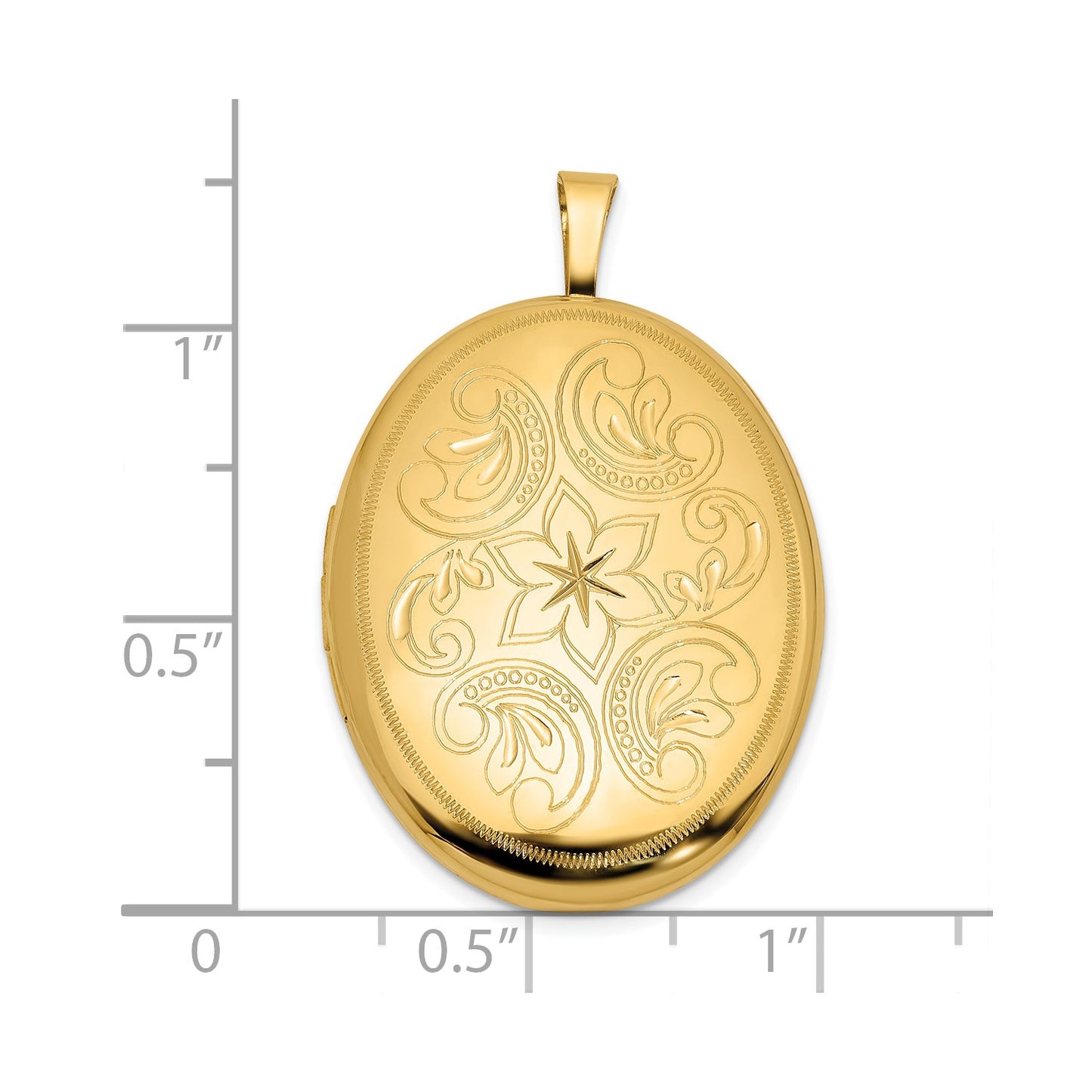 14k Polished Floral Filigree 20mm Oval Locket