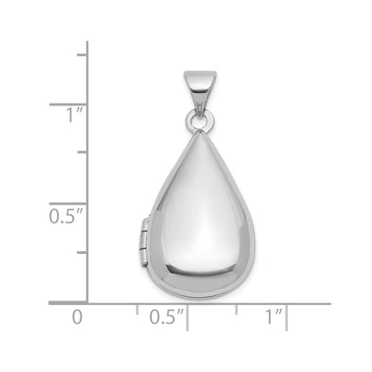 14k White Gold Polished 21x13mm Teardrop Shaped Locket