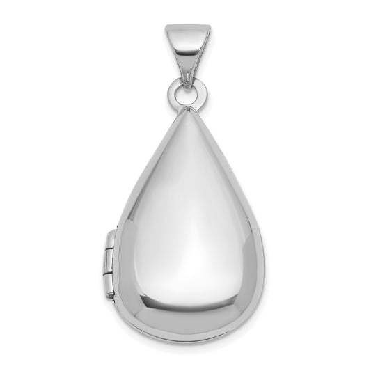 14k White Gold Polished 21x13mm Teardrop Shaped Locket