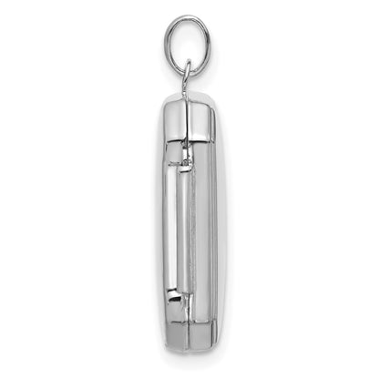 14k White Gold Polished 20x15mm Curved Rectangle Locket