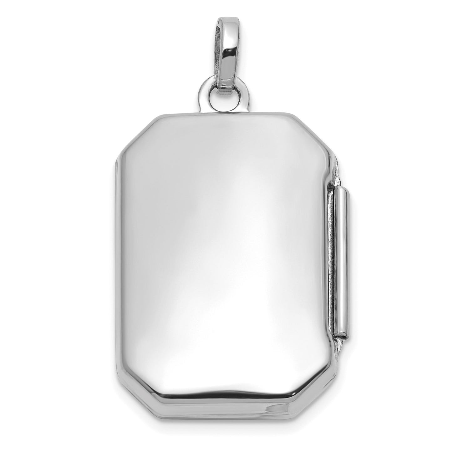 14k White Gold Polished 20x15mm Curved Rectangle Locket