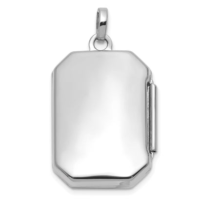 14k White Gold Polished 20x15mm Curved Rectangle Locket