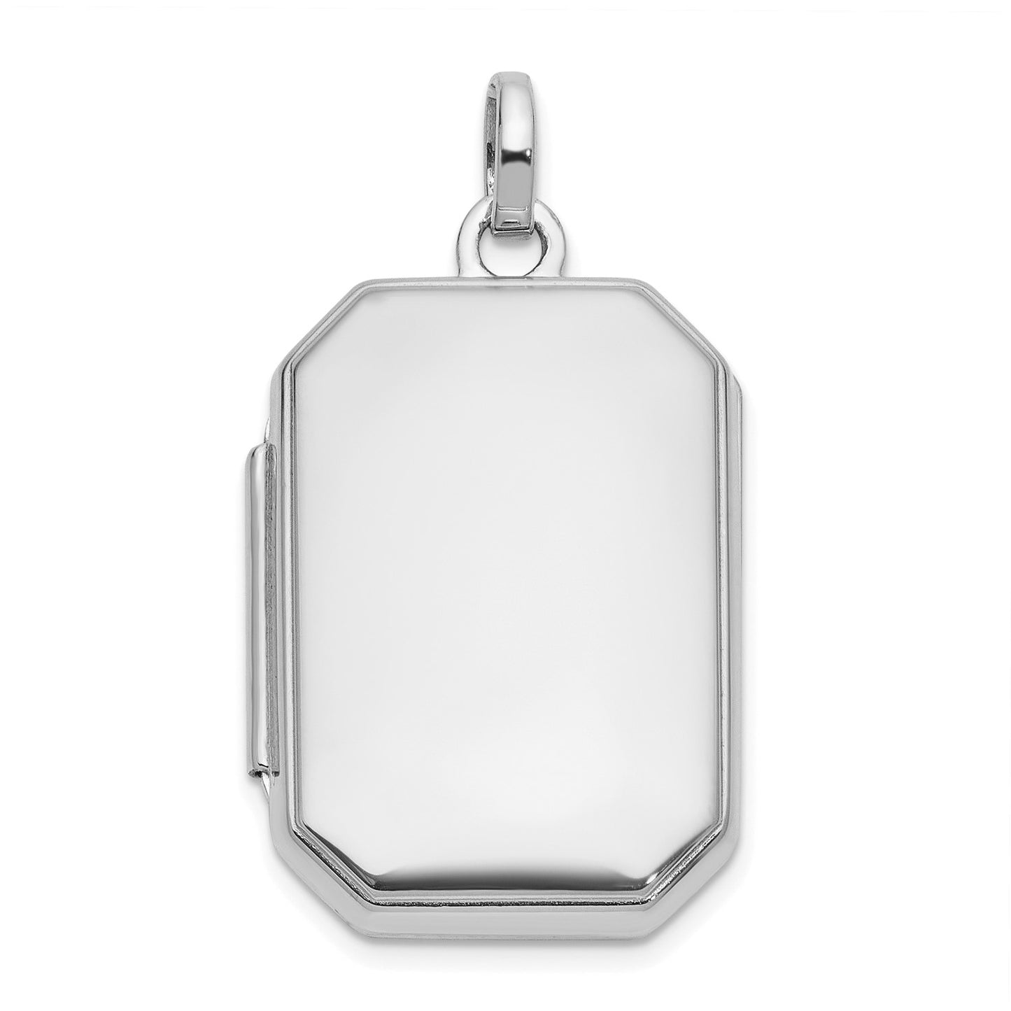 14k White Gold Polished 20x15mm Curved Rectangle Locket