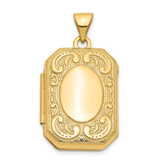 14k Yellow Gold Fancy Rectangle Locket