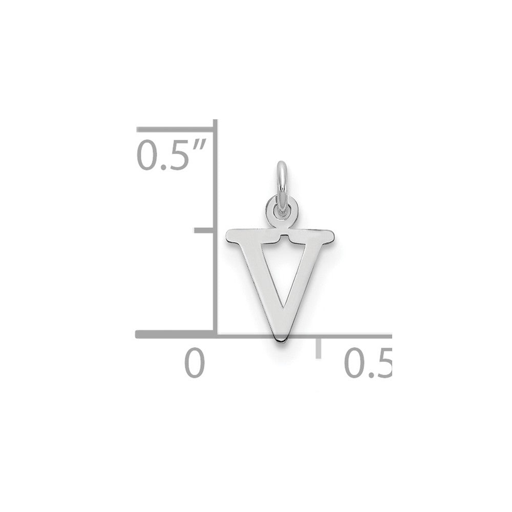 SSI Sterling Silver Rhodium-plated Letter V Initial Charm