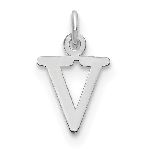 SSI Sterling Silver Rhodium-plated Letter V Initial Charm
