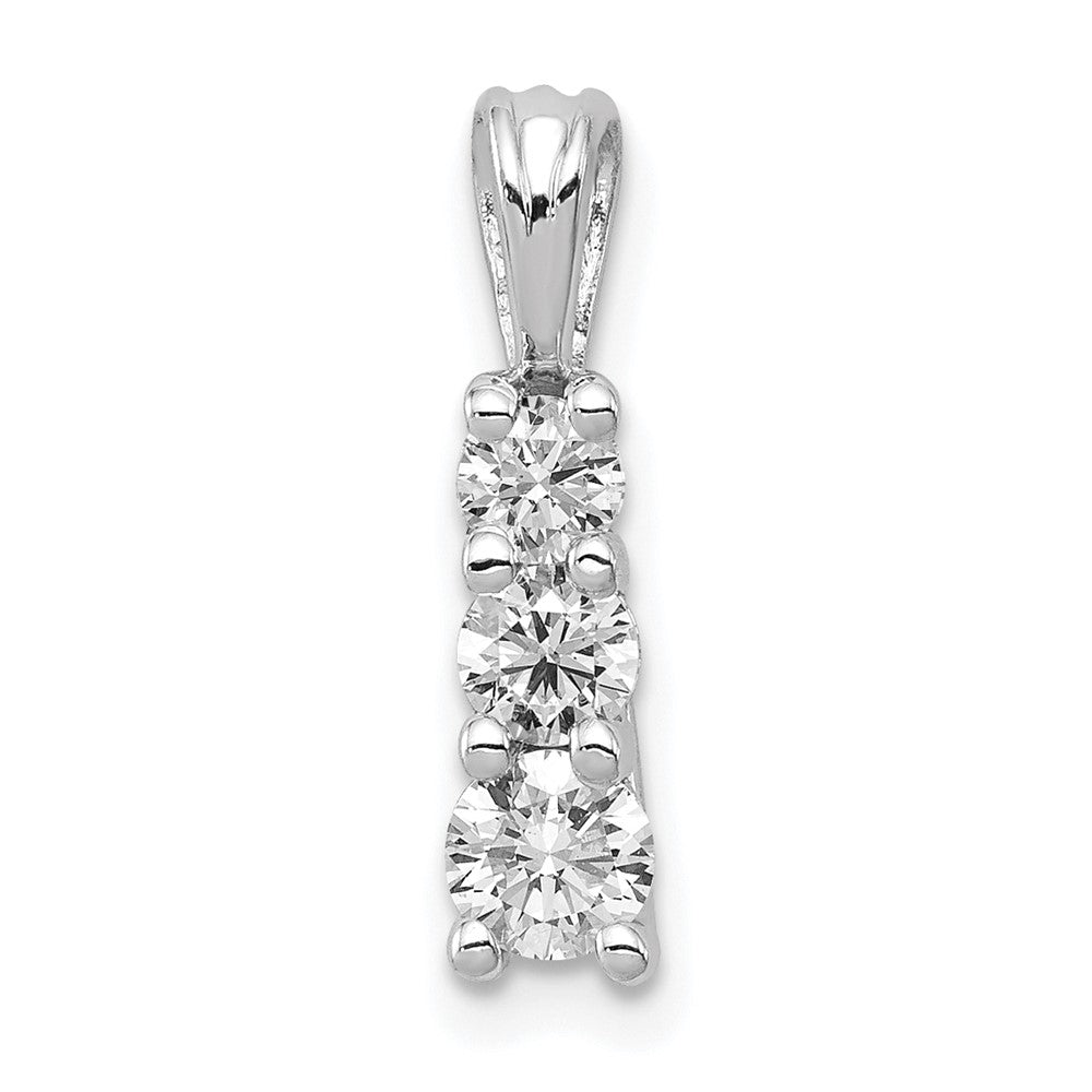 14k White Gold 1/2 carat Lab Grown Diamond VS/SI+ G+ Three Stone Pendant