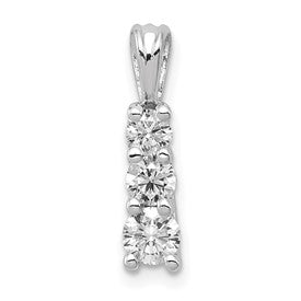 14k White Gold 1/2 carat Lab Grown Diamond VS/SI+ G+ Three Stone Pendant