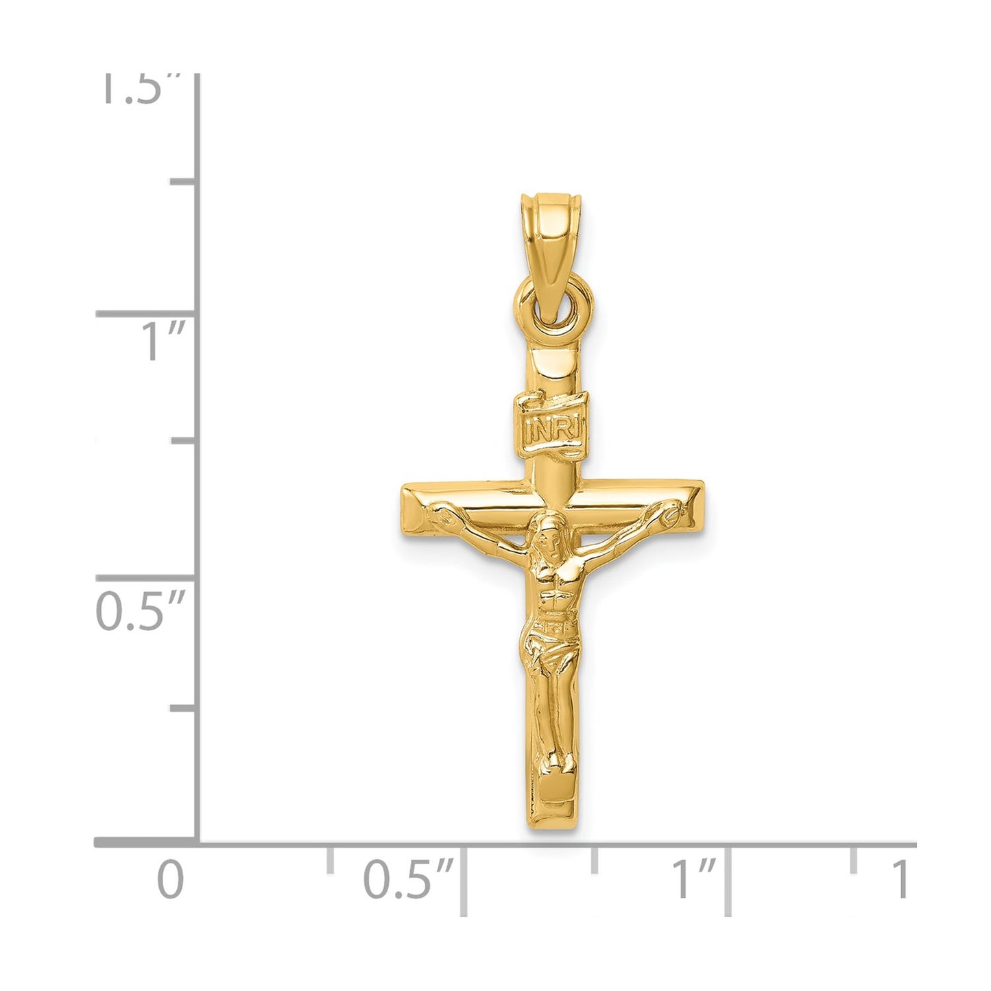 14k Hollow Crucifix Pendant