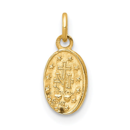 GCM 14k Polished Solid Small Miraculous Medal Oval Charm