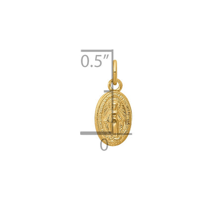 GCM 14k Polished Solid Small Miraculous Medal Oval Charm