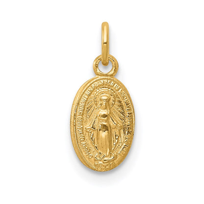 GCM 14k Polished Solid Small Miraculous Medal Oval Charm