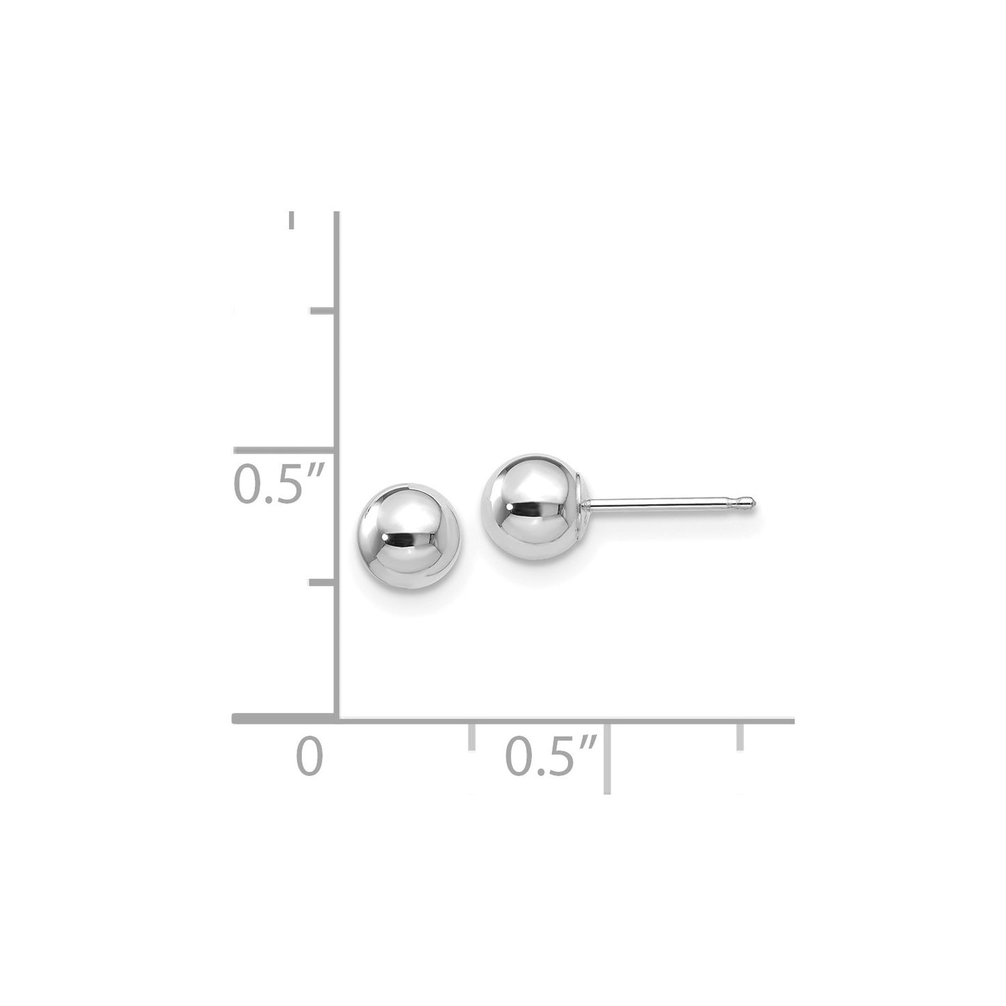 14k White Gold Polished 5mm Ball Post Earrings