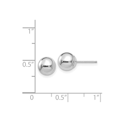 14k White Gold Polished 7mm Ball Post Earrings