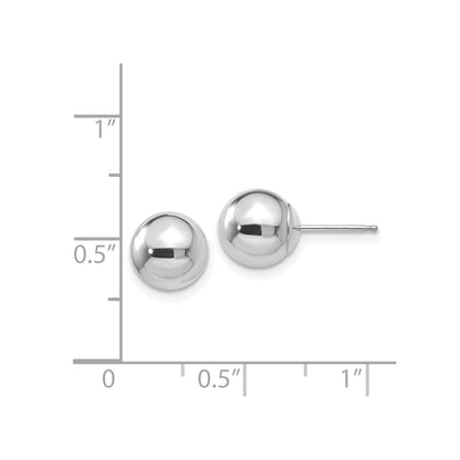 14k White Gold Polished 8mm Ball Post Earrings