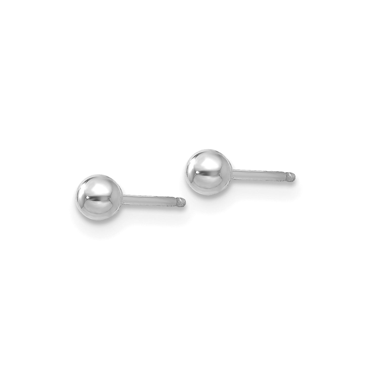 14k White Gold Polished 3mm Ball Post Earrings