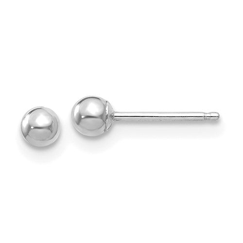 WGE 14k White Gold Polished 3mm Ball Post Earrings