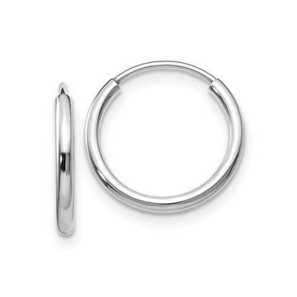 14k White Gold 1.5mm Polished Endless Hoop Earrings