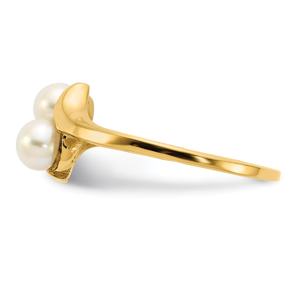 PGR 14K 4-5mm White Button Freshwater Cultured 2 Pearl Ring