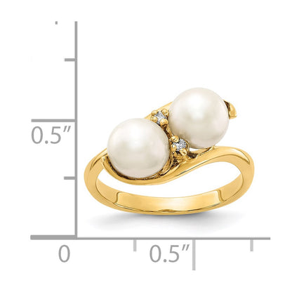 PGR 14k 6mm FW Cultured Pearl AA Diamond ring