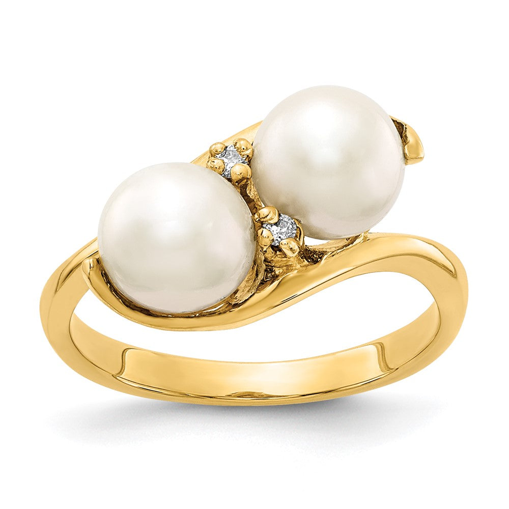 PGR 14k 6mm FW Cultured Pearl AA Diamond ring