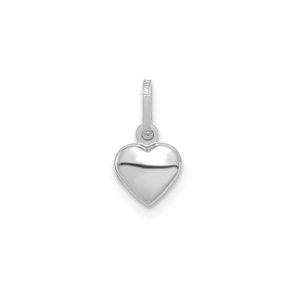 14K White Gold Polished 3-D Heart Charm