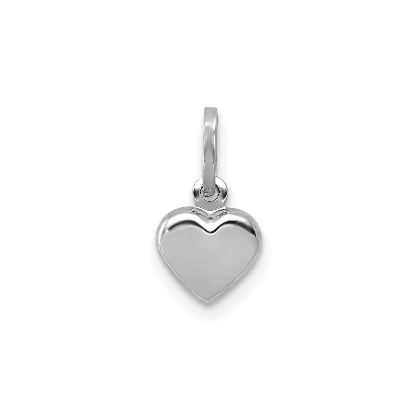 14K White Gold Polished 3-D Heart Charm