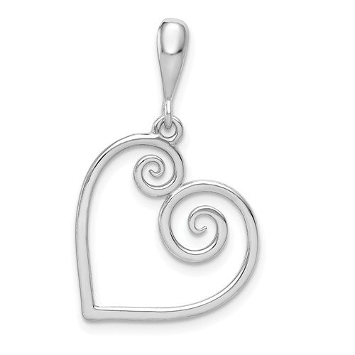 WGP 14K White Gold Swirl Heart Pendant